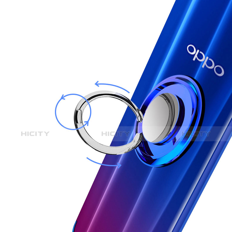 Funda Silicona Ultrafina Carcasa Transparente con Magnetico Anillo de dedo Soporte S01 para Oppo K1