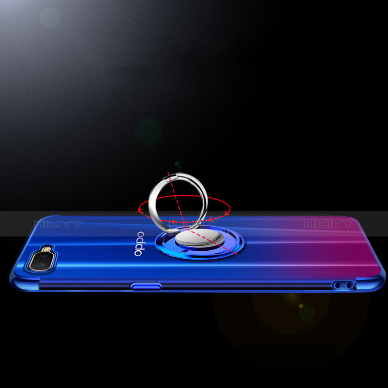 Funda Silicona Ultrafina Carcasa Transparente con Magnetico Anillo de dedo Soporte S01 para Oppo RX17 Neo