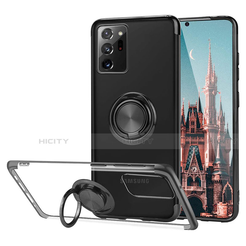 Funda Silicona Ultrafina Carcasa Transparente con Magnetico Anillo de dedo Soporte S01 para Samsung Galaxy Note 20 Ultra 5G