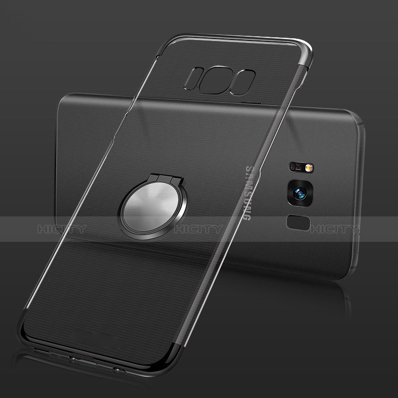 Funda Silicona Ultrafina Carcasa Transparente con Magnetico Anillo de dedo Soporte S01 para Samsung Galaxy S8