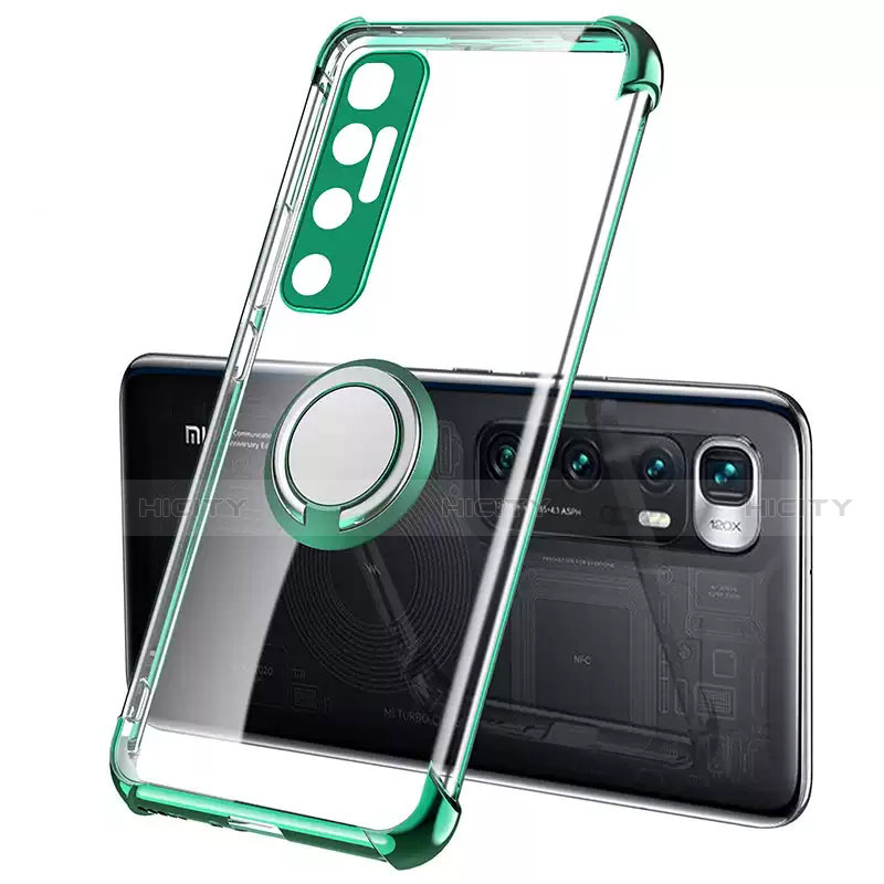 Funda Silicona Ultrafina Carcasa Transparente con Magnetico Anillo de dedo Soporte S01 para Xiaomi Mi 10 Ultra