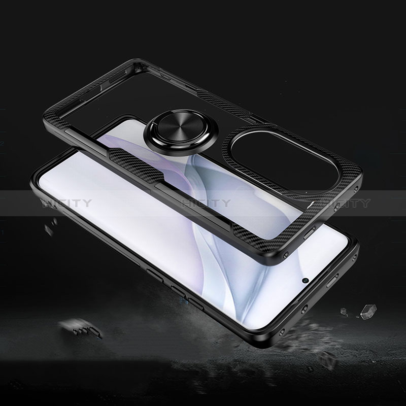 Funda Silicona Ultrafina Carcasa Transparente con Magnetico Anillo de dedo Soporte ZL1 para Huawei P50