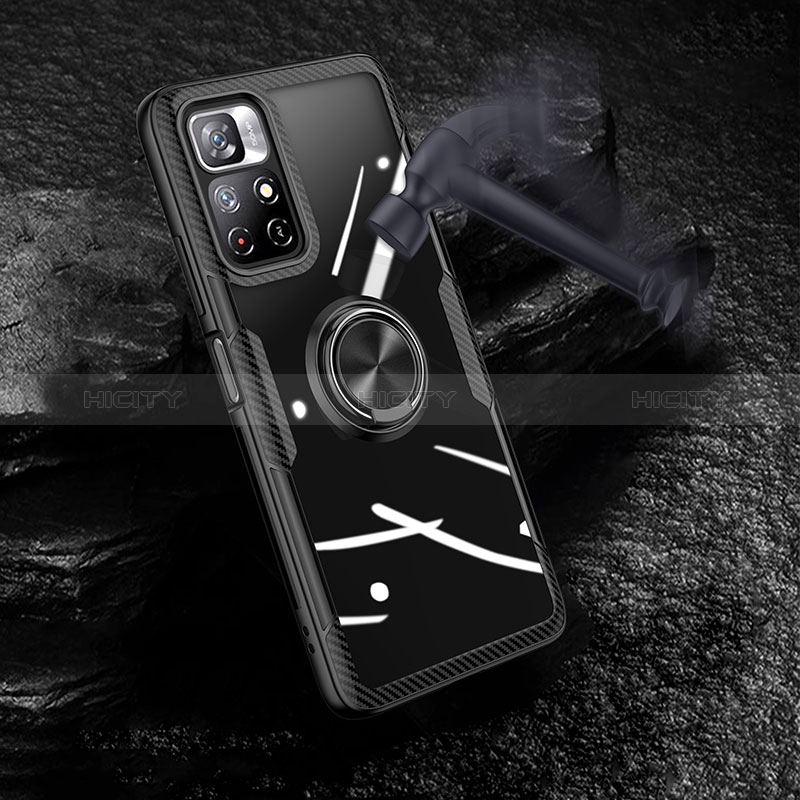 Funda Silicona Ultrafina Carcasa Transparente con Magnetico Anillo de dedo Soporte ZL1 para Xiaomi Poco M4 Pro 5G