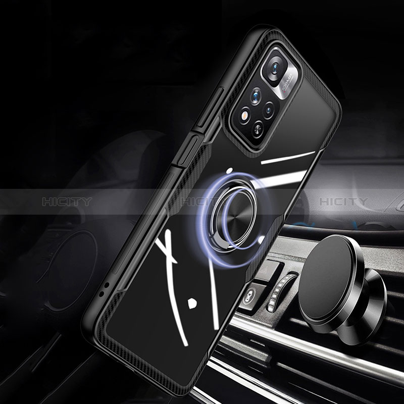 Funda Silicona Ultrafina Carcasa Transparente con Magnetico Anillo de dedo Soporte ZL1 para Xiaomi Poco X4 NFC