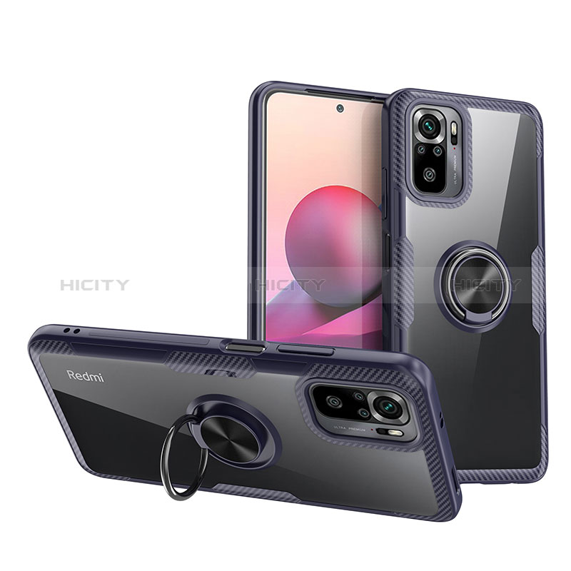 Funda Silicona Ultrafina Carcasa Transparente con Magnetico Anillo de dedo Soporte ZL1 para Xiaomi Redmi Note 10 4G