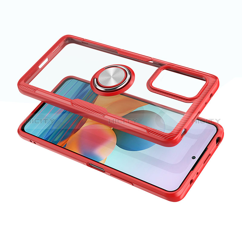 Funda Silicona Ultrafina Carcasa Transparente con Magnetico Anillo de dedo Soporte ZL1 para Xiaomi Redmi Note 10 Pro Max