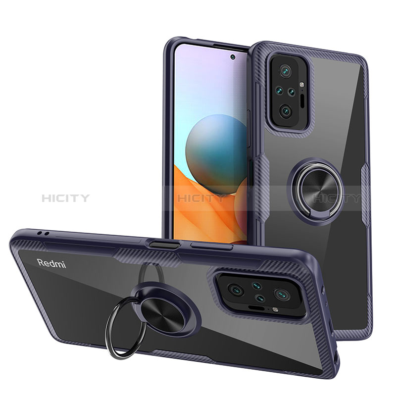 Funda Silicona Ultrafina Carcasa Transparente con Magnetico Anillo de dedo Soporte ZL1 para Xiaomi Redmi Note 10 Pro Max