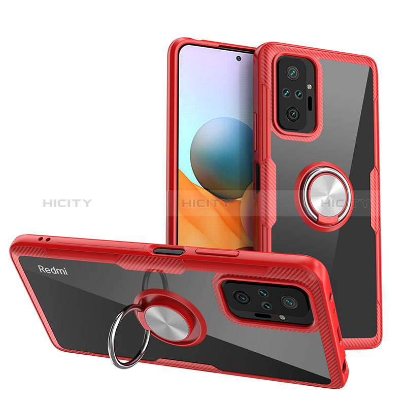 Funda Silicona Ultrafina Carcasa Transparente con Magnetico Anillo de dedo Soporte ZL1 para Xiaomi Redmi Note 10 Pro Max