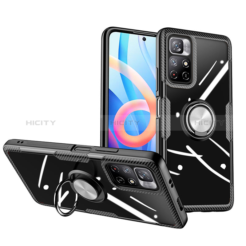 Funda Silicona Ultrafina Carcasa Transparente con Magnetico Anillo de dedo Soporte ZL1 para Xiaomi Redmi Note 11 5G