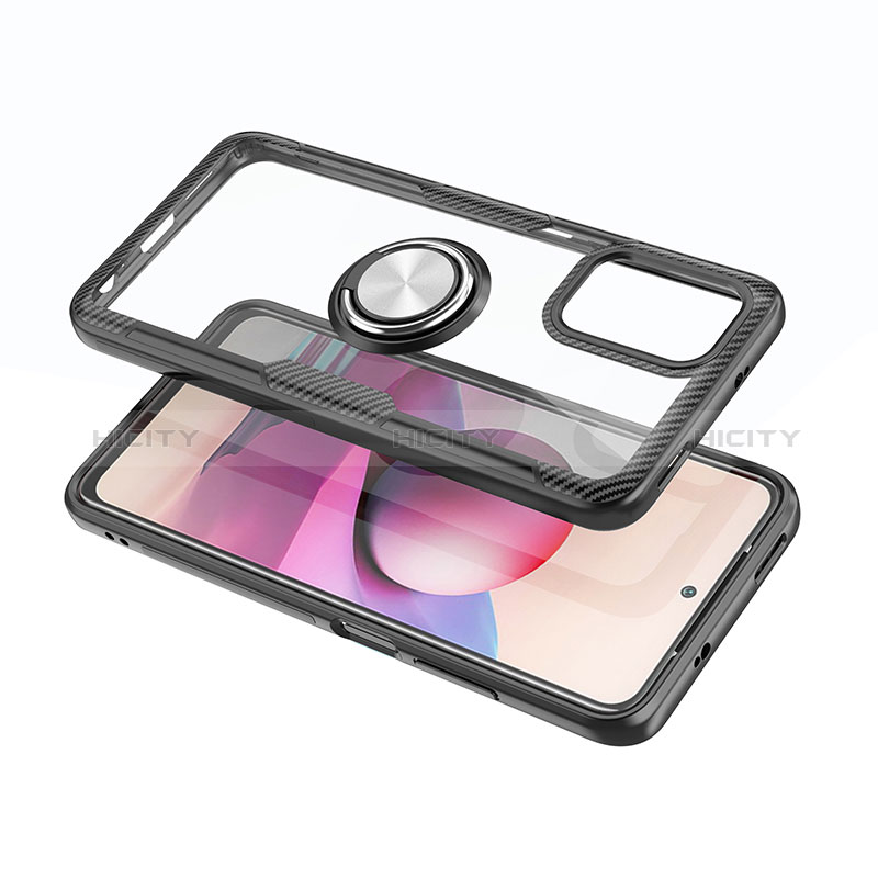 Funda Silicona Ultrafina Carcasa Transparente con Magnetico Anillo de dedo Soporte ZL1 para Xiaomi Redmi Note 11 SE India 4G