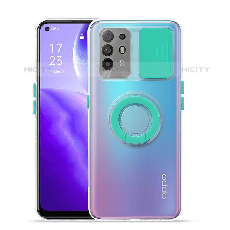 Funda Silicona Ultrafina Carcasa Transparente con Soporte para Oppo A94 5G Cian