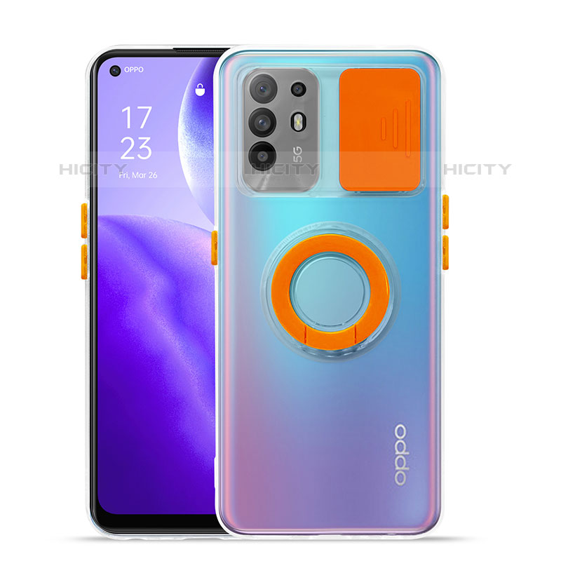 Funda Silicona Ultrafina Carcasa Transparente con Soporte para Oppo A94 5G Naranja