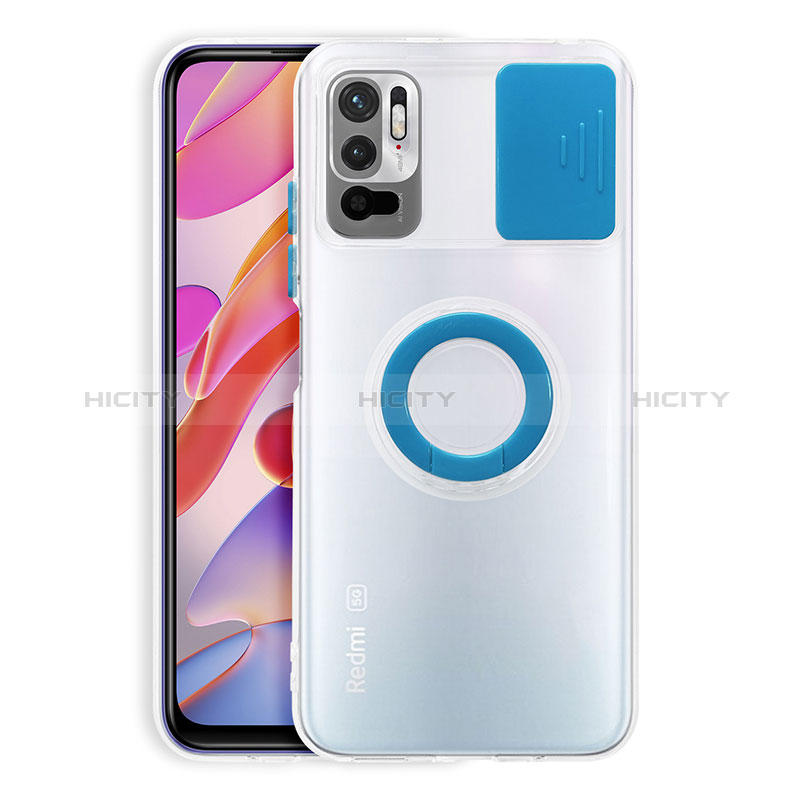 Funda Silicona Ultrafina Carcasa Transparente con Soporte para Xiaomi POCO M3 Pro 5G Azul