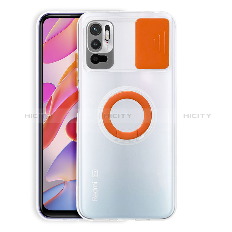 Funda Silicona Ultrafina Carcasa Transparente con Soporte para Xiaomi POCO M3 Pro 5G Naranja