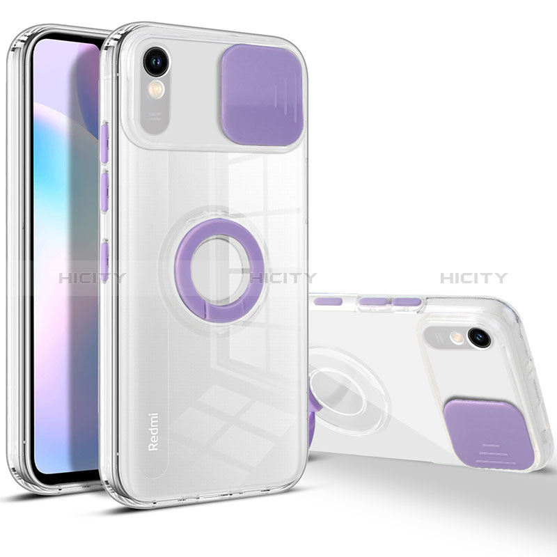 Funda Silicona Ultrafina Carcasa Transparente con Soporte para Xiaomi Redmi 9A Morado