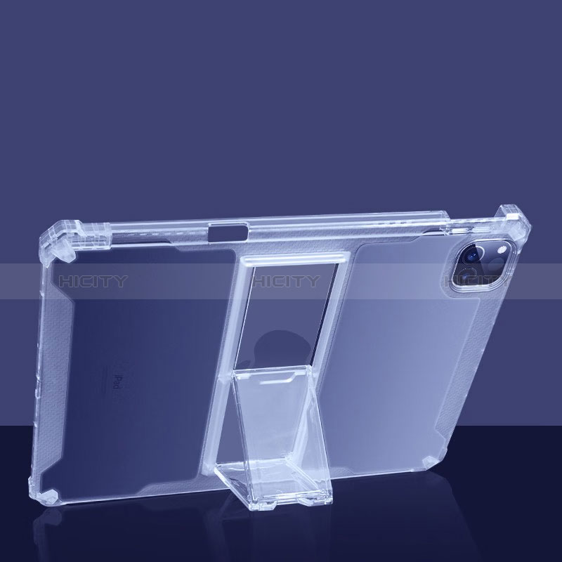 Funda Silicona Ultrafina Carcasa Transparente con Soporte S01 para Apple iPad Pro 12.9 (2021) Claro