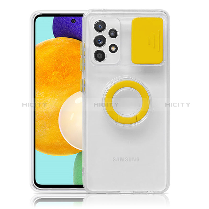 Funda Silicona Ultrafina Carcasa Transparente con Soporte S01 para Samsung Galaxy A52s 5G Amarillo