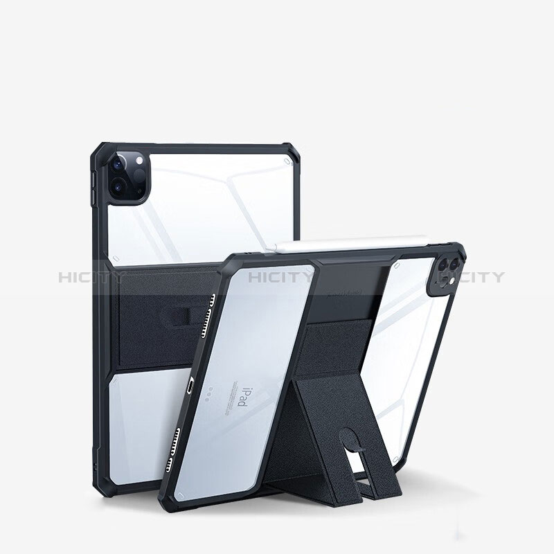 Funda Silicona Ultrafina Carcasa Transparente con Soporte S02 para Apple iPad Pro 11 (2022) Negro