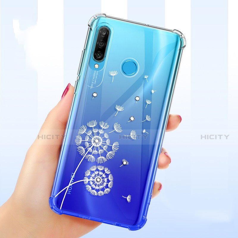 Funda Silicona Ultrafina Carcasa Transparente Flores para Huawei Nova 4e Blanco