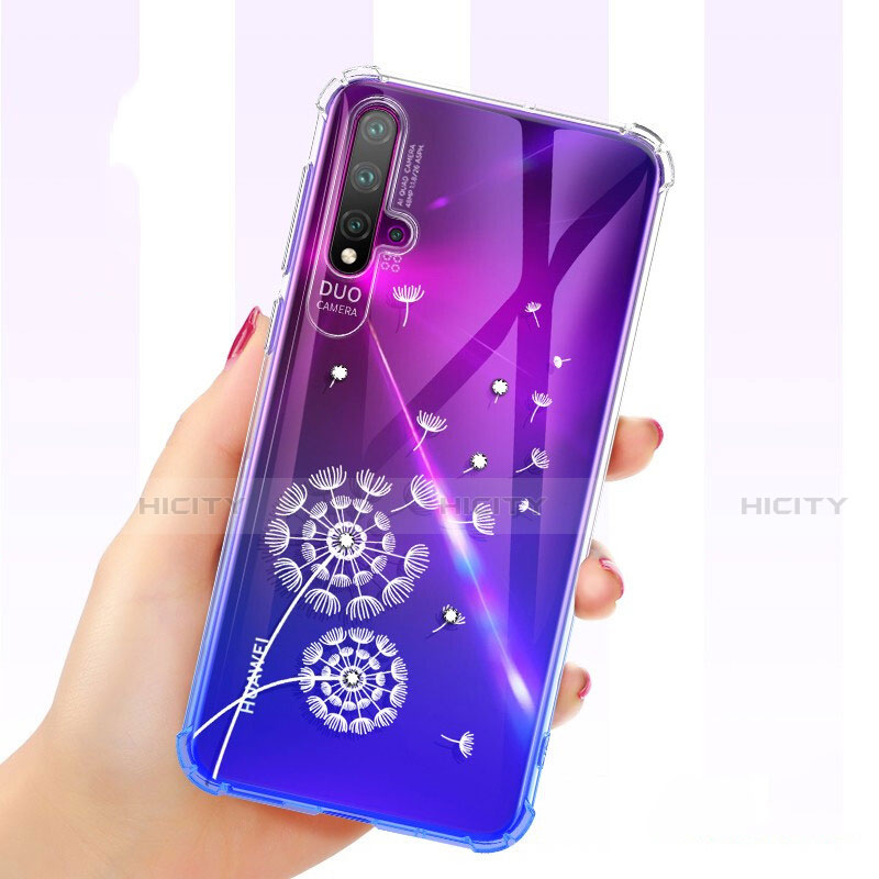 Funda Silicona Ultrafina Carcasa Transparente Flores para Huawei Nova 5 Pro Blanco