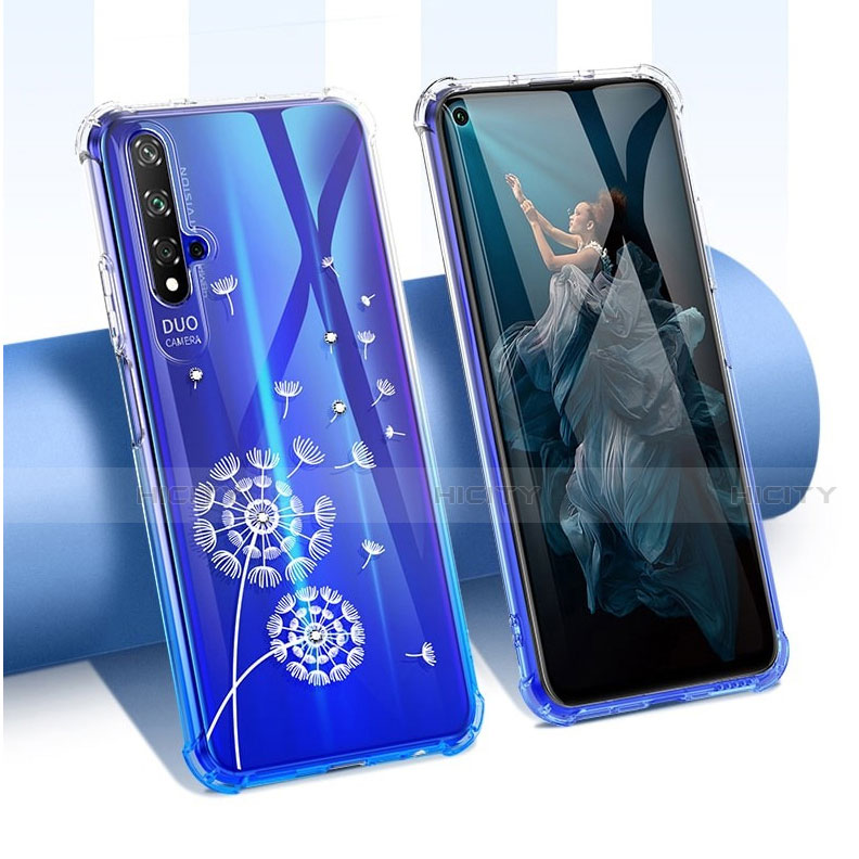 Funda Silicona Ultrafina Carcasa Transparente Flores para Huawei Nova 5T Multicolor