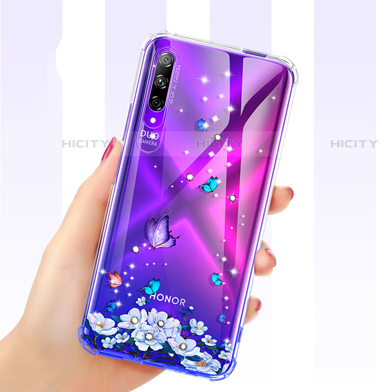 Funda Silicona Ultrafina Carcasa Transparente Flores para Huawei P Smart Pro (2019) Morado