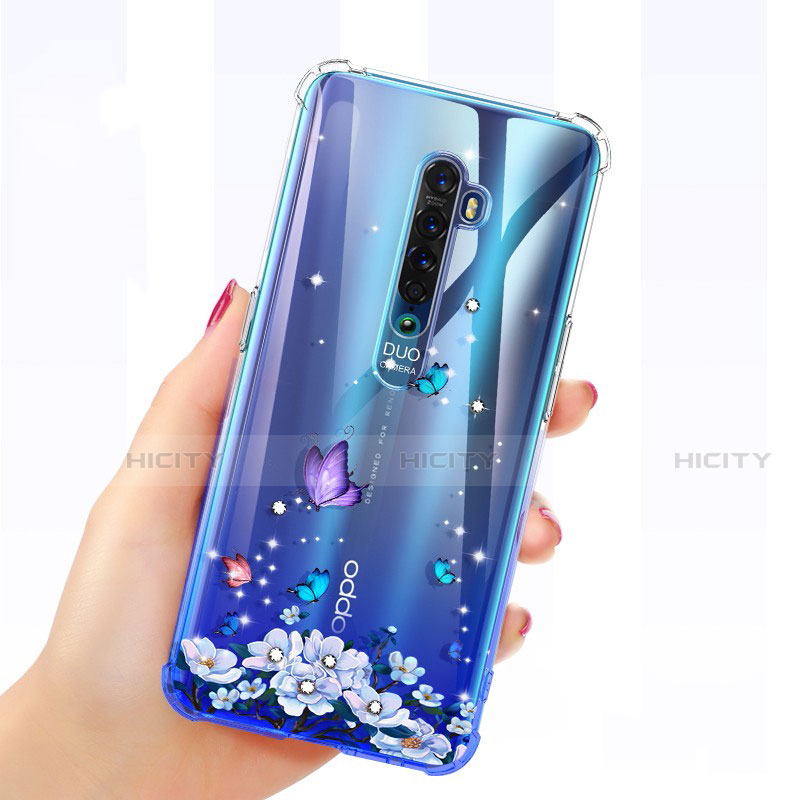 Funda Silicona Ultrafina Carcasa Transparente Flores para Oppo Reno2 Morado