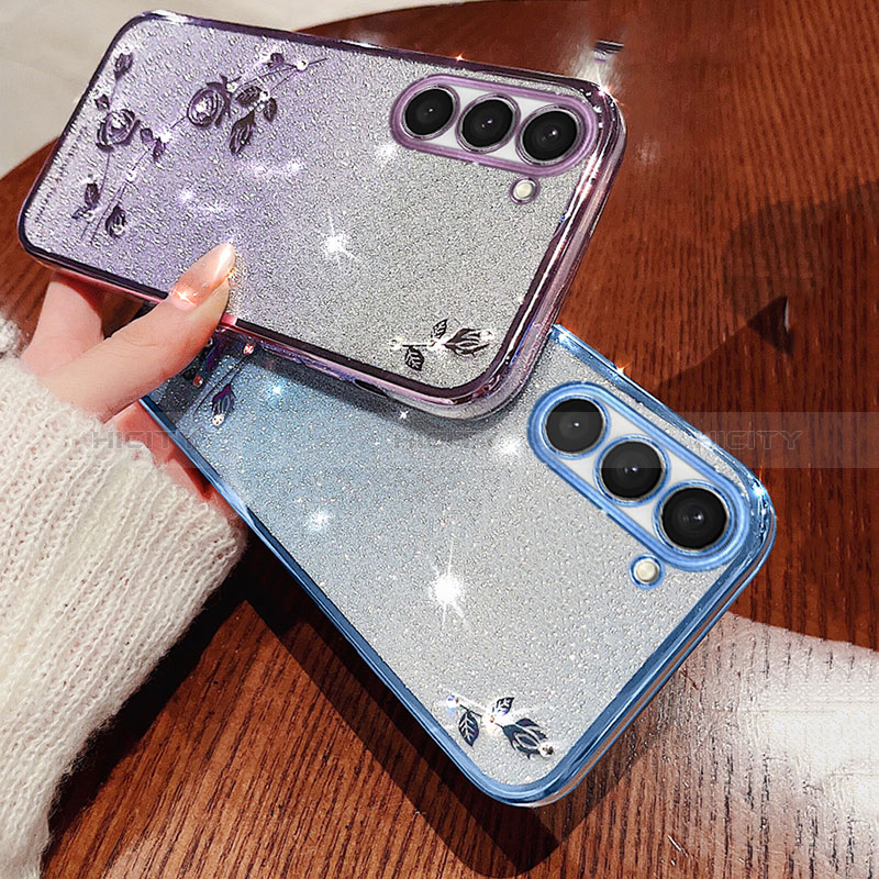 Funda Silicona Ultrafina Carcasa Transparente Flores para Samsung Galaxy S23 Plus 5G