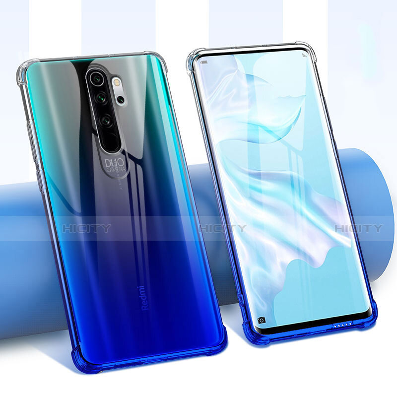 Funda Silicona Ultrafina Carcasa Transparente Flores para Xiaomi Redmi Note 8 Pro Azul