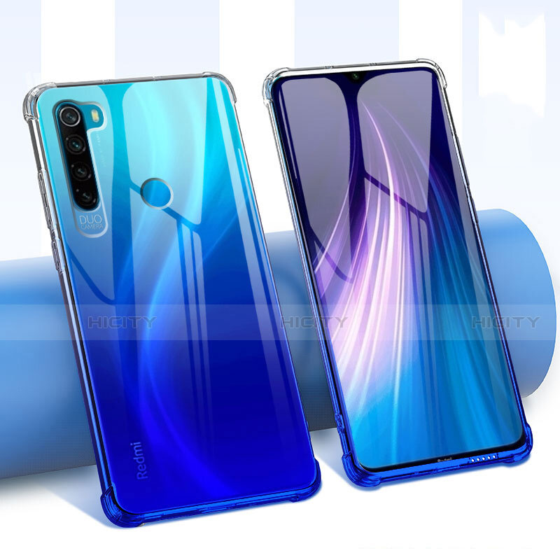 Funda Silicona Ultrafina Carcasa Transparente Flores para Xiaomi Redmi Note 8T Azul