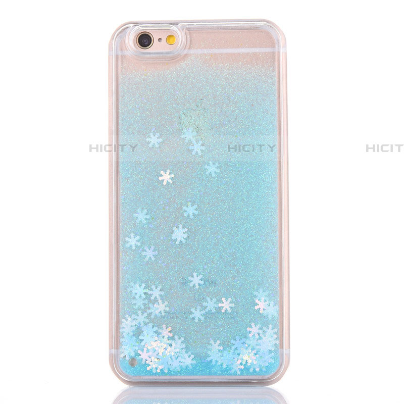 Funda Silicona Ultrafina Carcasa Transparente Flores T01 para Apple iPhone 6 Azul Cielo