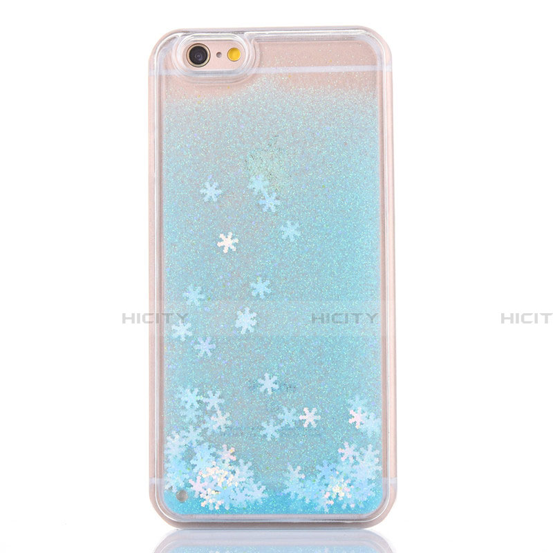 Funda Silicona Ultrafina Carcasa Transparente Flores T01 para Apple iPhone 6S Azul Cielo