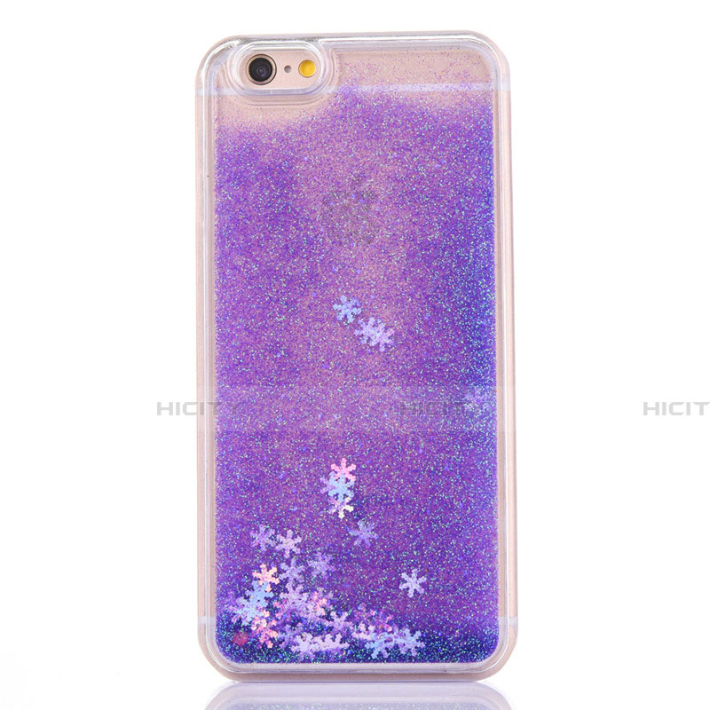 Funda Silicona Ultrafina Carcasa Transparente Flores T01 para Apple iPhone 6S Plus Morado