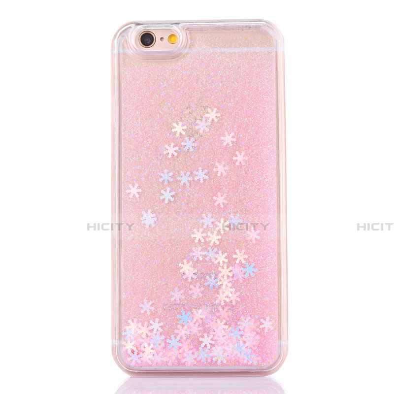 Funda Silicona Ultrafina Carcasa Transparente Flores T01 para Apple iPhone 6S Plus Oro Rosa