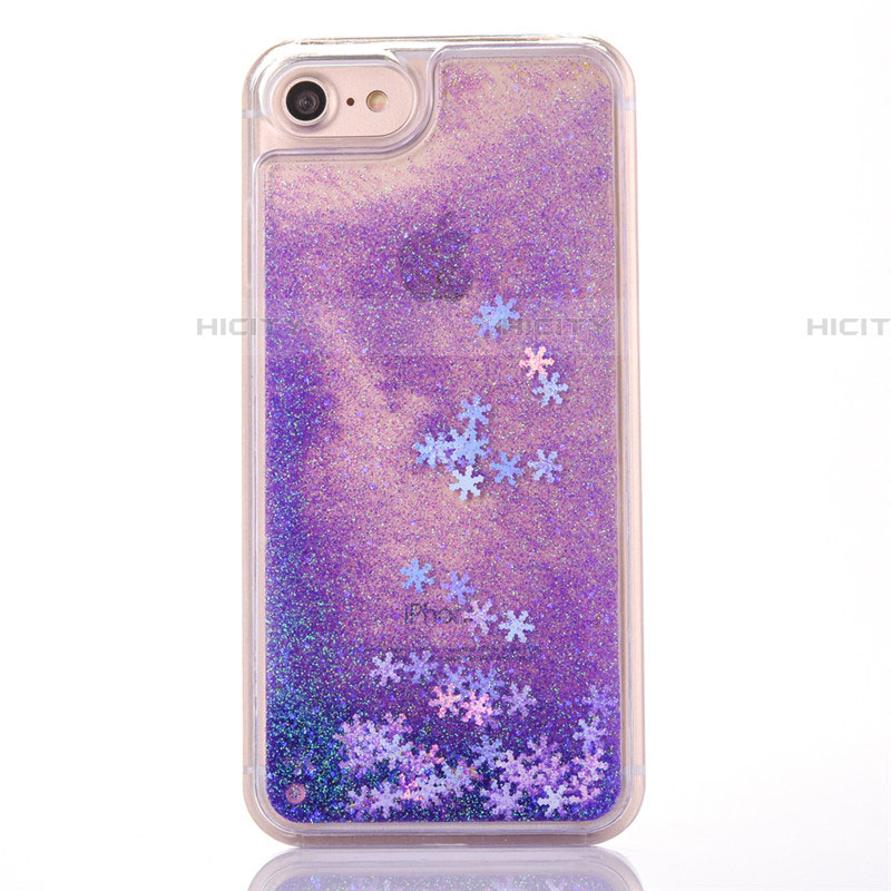 Funda Silicona Ultrafina Carcasa Transparente Flores T01 para Apple iPhone 8 Morado