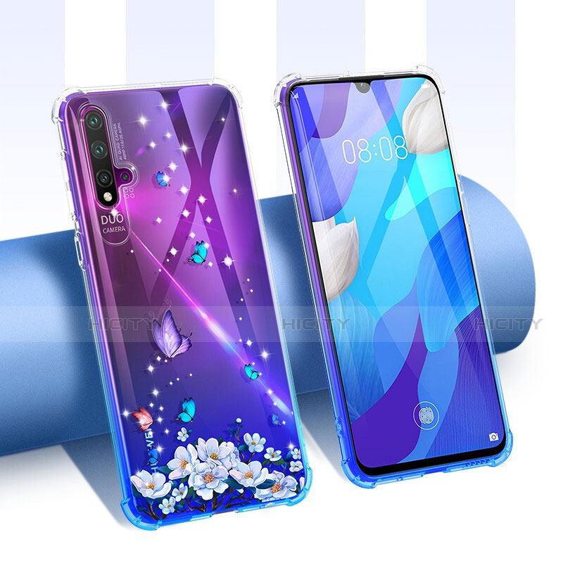 Funda Silicona Ultrafina Carcasa Transparente Flores T01 para Huawei Nova 5