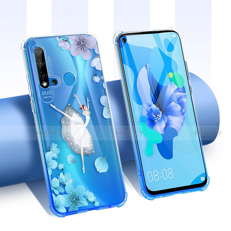 Funda Silicona Ultrafina Carcasa Transparente Flores T01 para Huawei Nova 5i