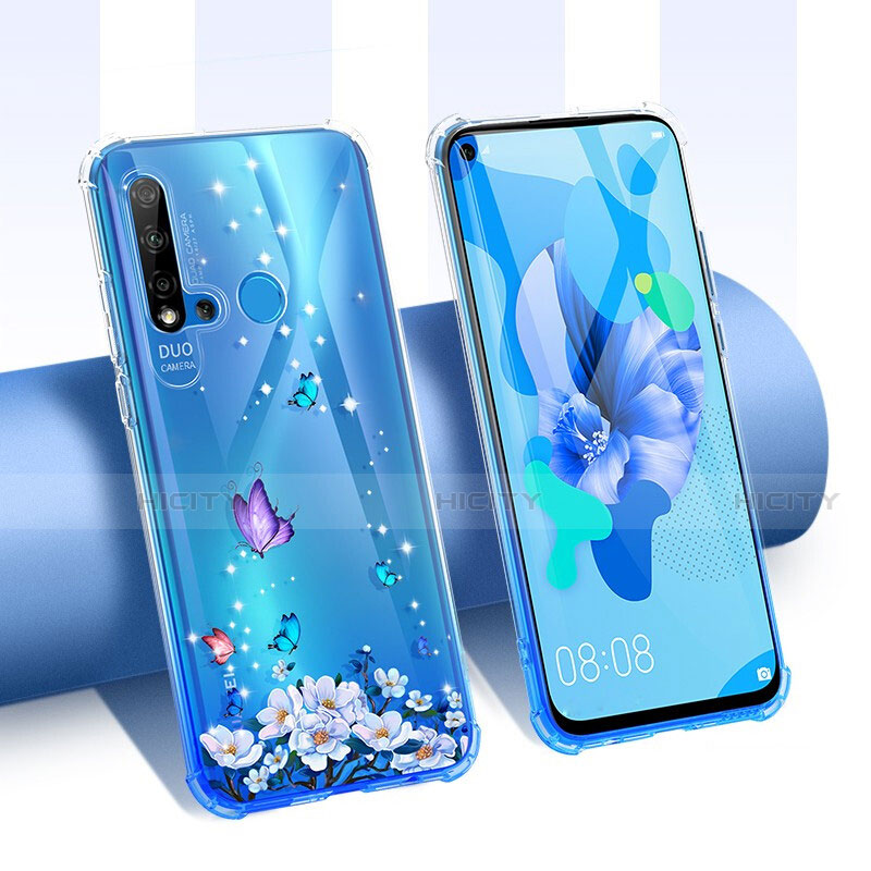 Funda Silicona Ultrafina Carcasa Transparente Flores T01 para Huawei Nova 5i