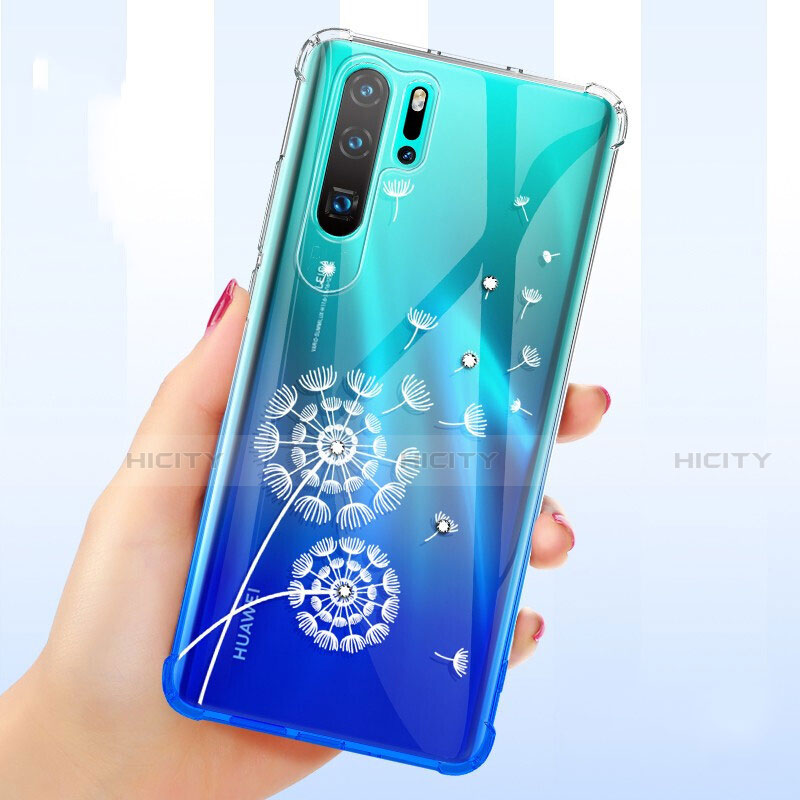 Funda Silicona Ultrafina Carcasa Transparente Flores T01 para Huawei P30 Pro New Edition