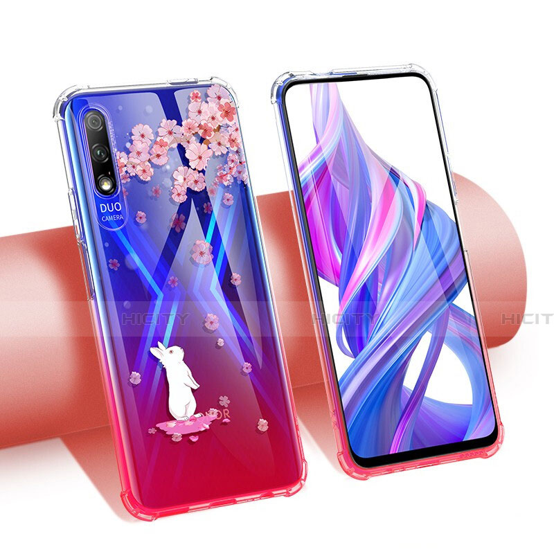 Funda Silicona Ultrafina Carcasa Transparente Flores T01 para Huawei Y9 Prime (2019)