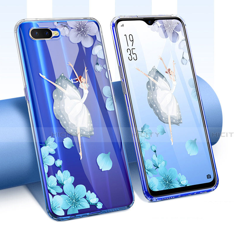 Funda Silicona Ultrafina Carcasa Transparente Flores T01 para Oppo K1