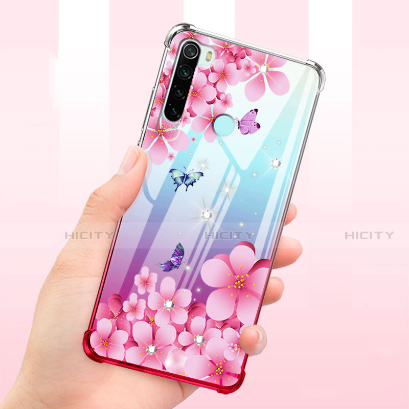 Funda Silicona Ultrafina Carcasa Transparente Flores T01 para Xiaomi Redmi Note 8 (2021)