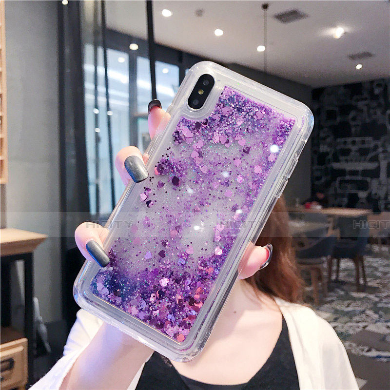 Funda Silicona Ultrafina Carcasa Transparente Flores T02 para Apple iPhone X Morado