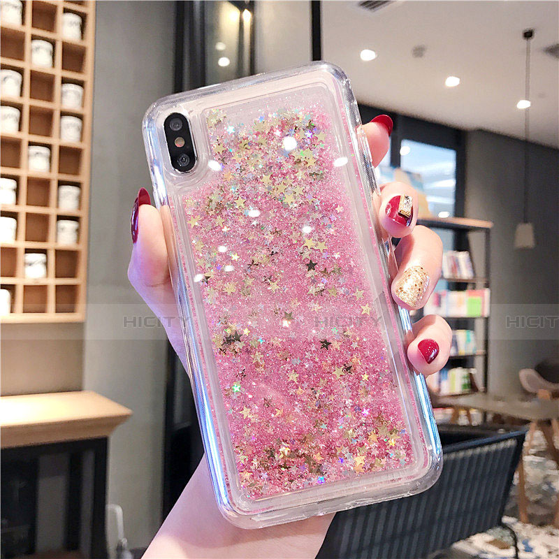 Funda Silicona Ultrafina Carcasa Transparente Flores T02 para Apple iPhone X Oro