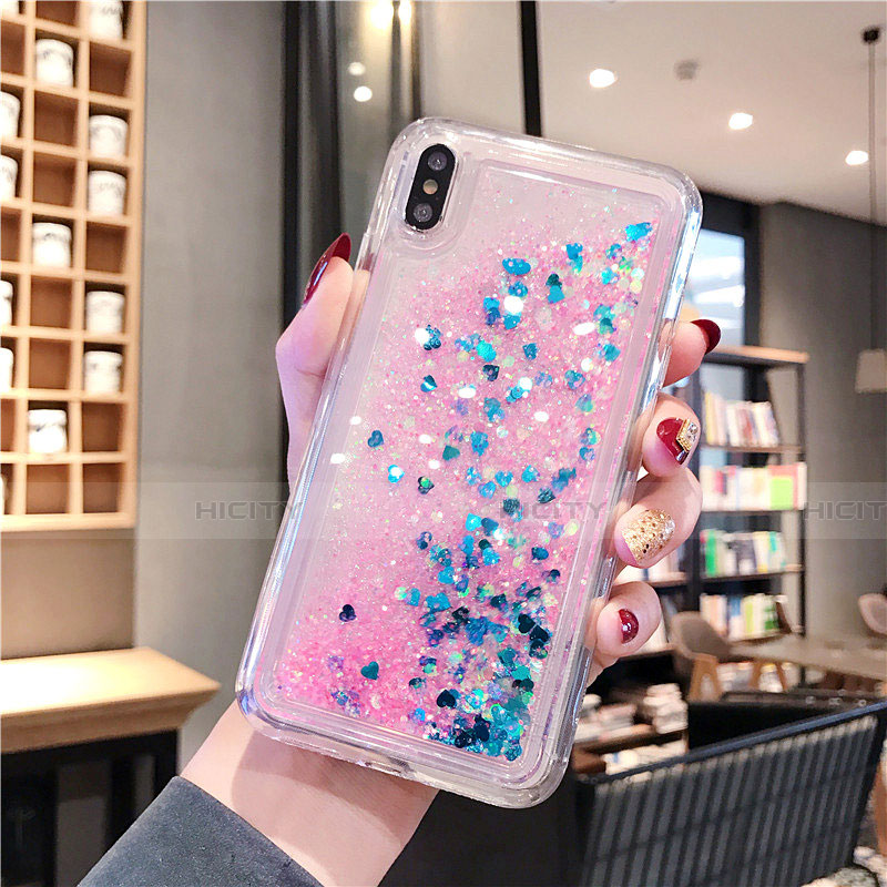 Funda Silicona Ultrafina Carcasa Transparente Flores T02 para Apple iPhone X Rosa