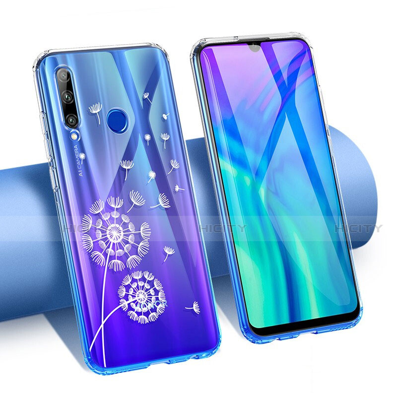 Funda Silicona Ultrafina Carcasa Transparente Flores T02 para Huawei P Smart+ Plus (2019) Azul