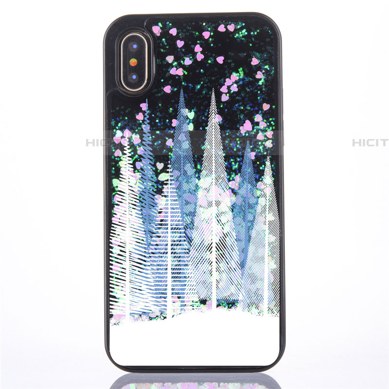 Funda Silicona Ultrafina Carcasa Transparente Flores T09 para Apple iPhone Xs Azul Cielo