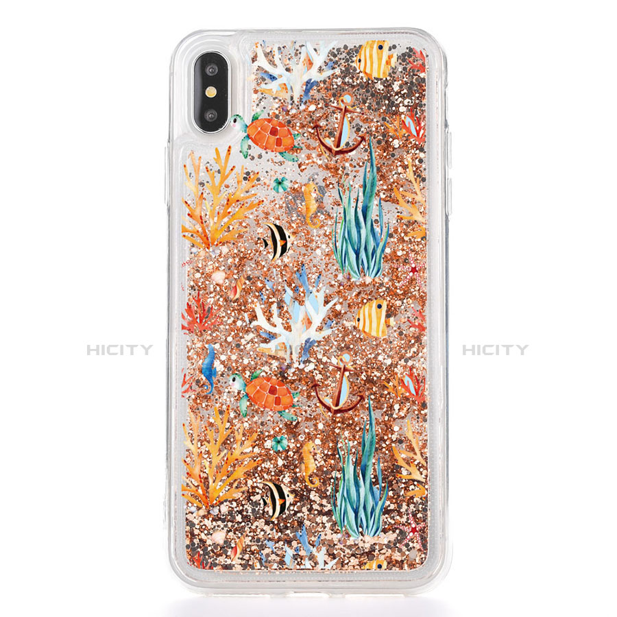 Funda Silicona Ultrafina Carcasa Transparente Flores T17 para Apple iPhone X Oro