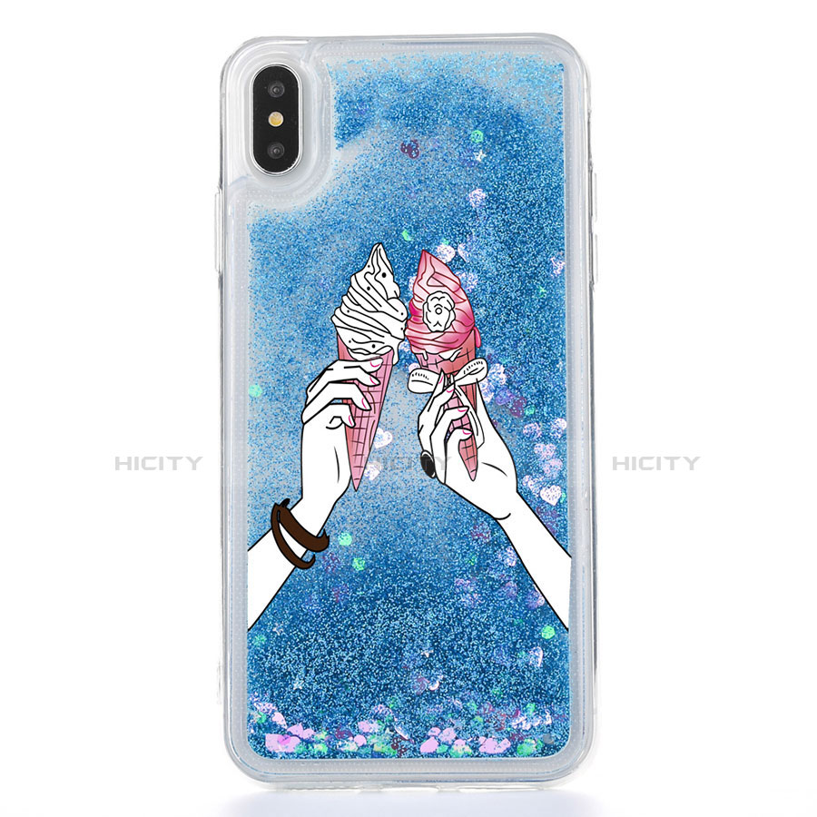 Funda Silicona Ultrafina Carcasa Transparente Flores T20 para Apple iPhone X Azul