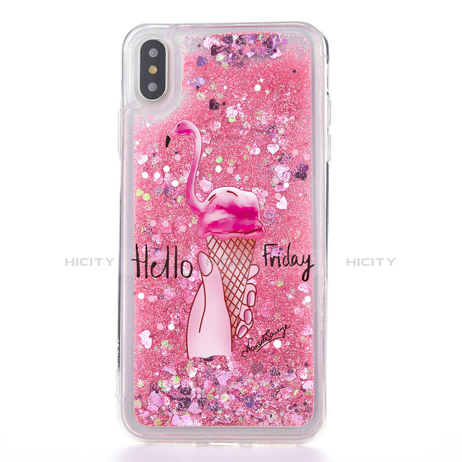 Funda Silicona Ultrafina Carcasa Transparente Flores T20 para Apple iPhone X Rosa Roja